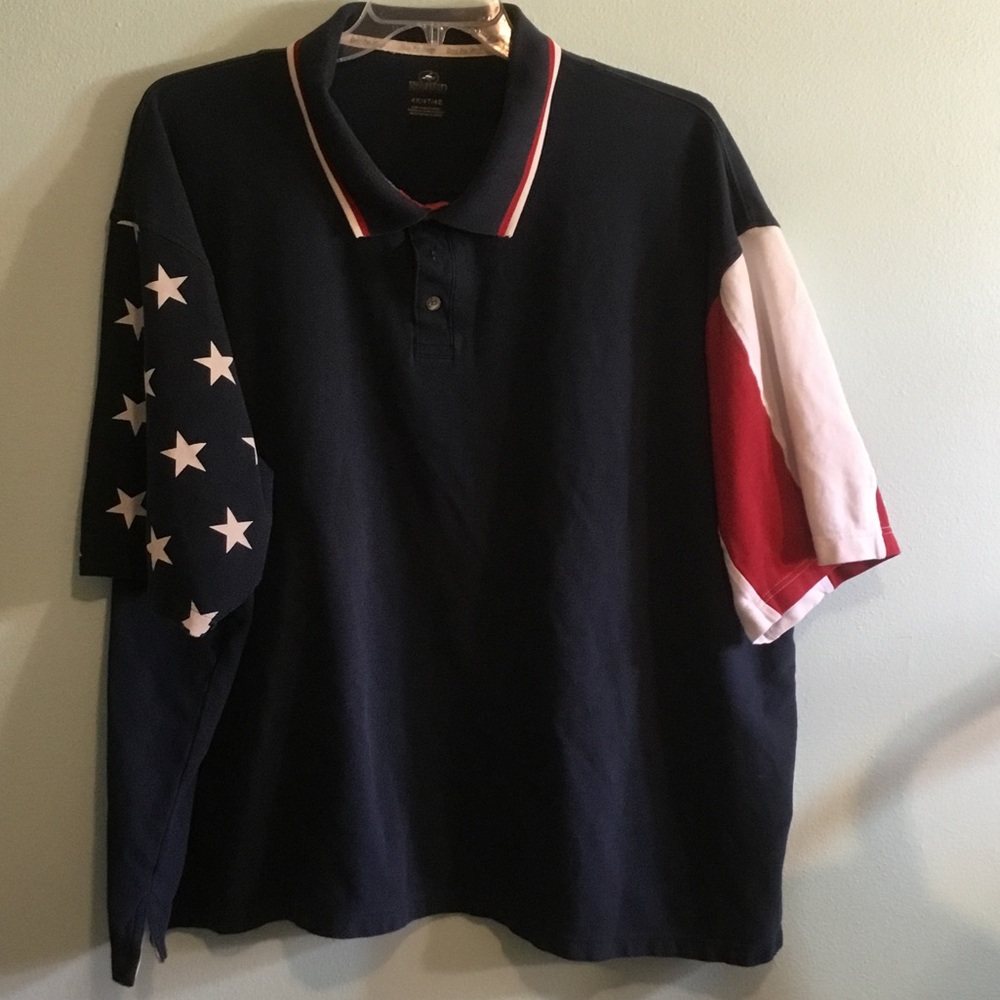 RedHead Navy Polo with Stars & Red-White Sleeve Accents